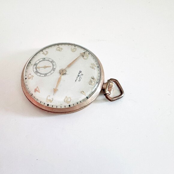 VINTAGE ELGIN DELUXE POCKET WATCH 10K GOLD FILLED - Picture 6 of 9